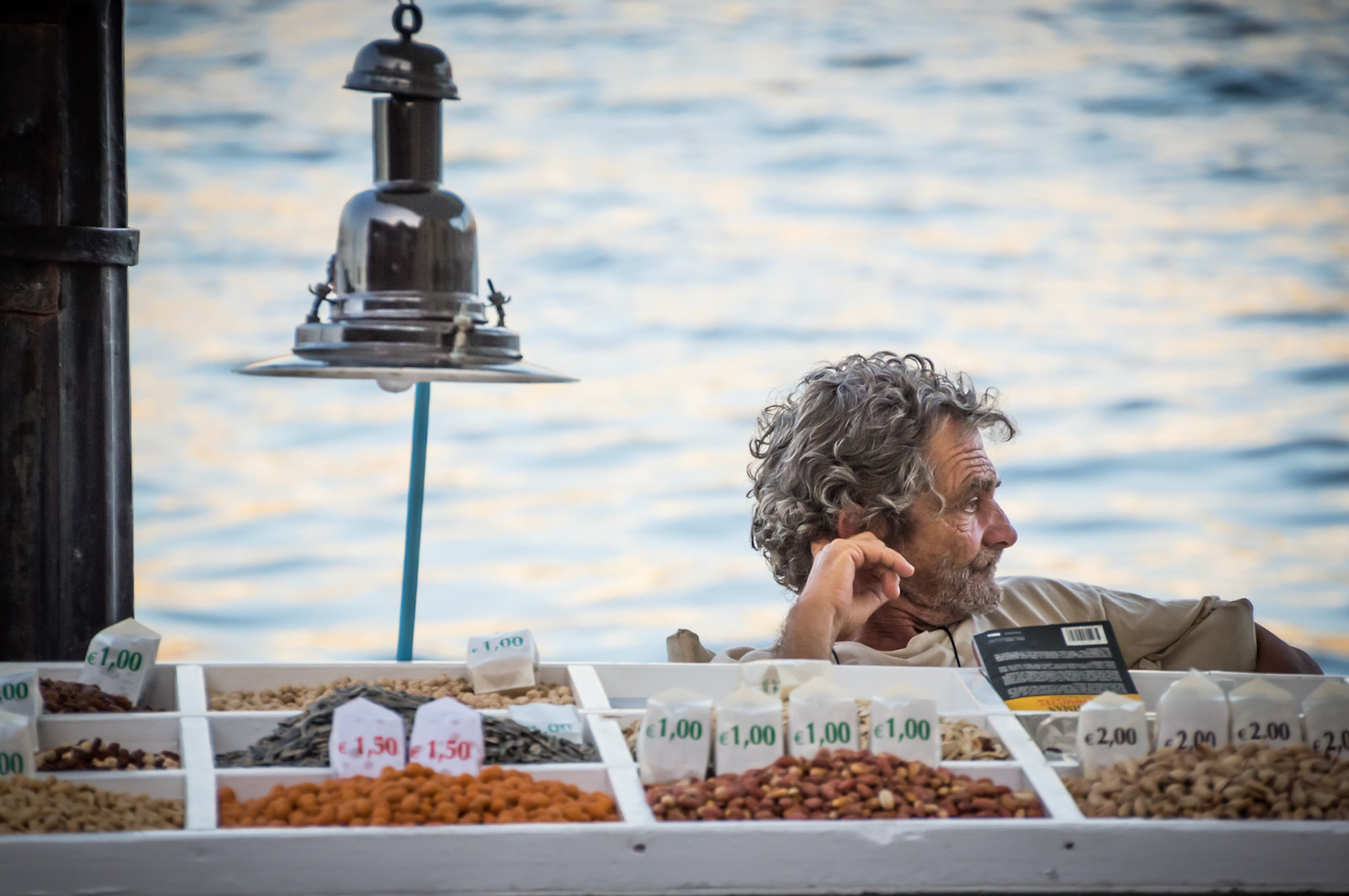 Nut seller at Chania Port in Crete, Chania
