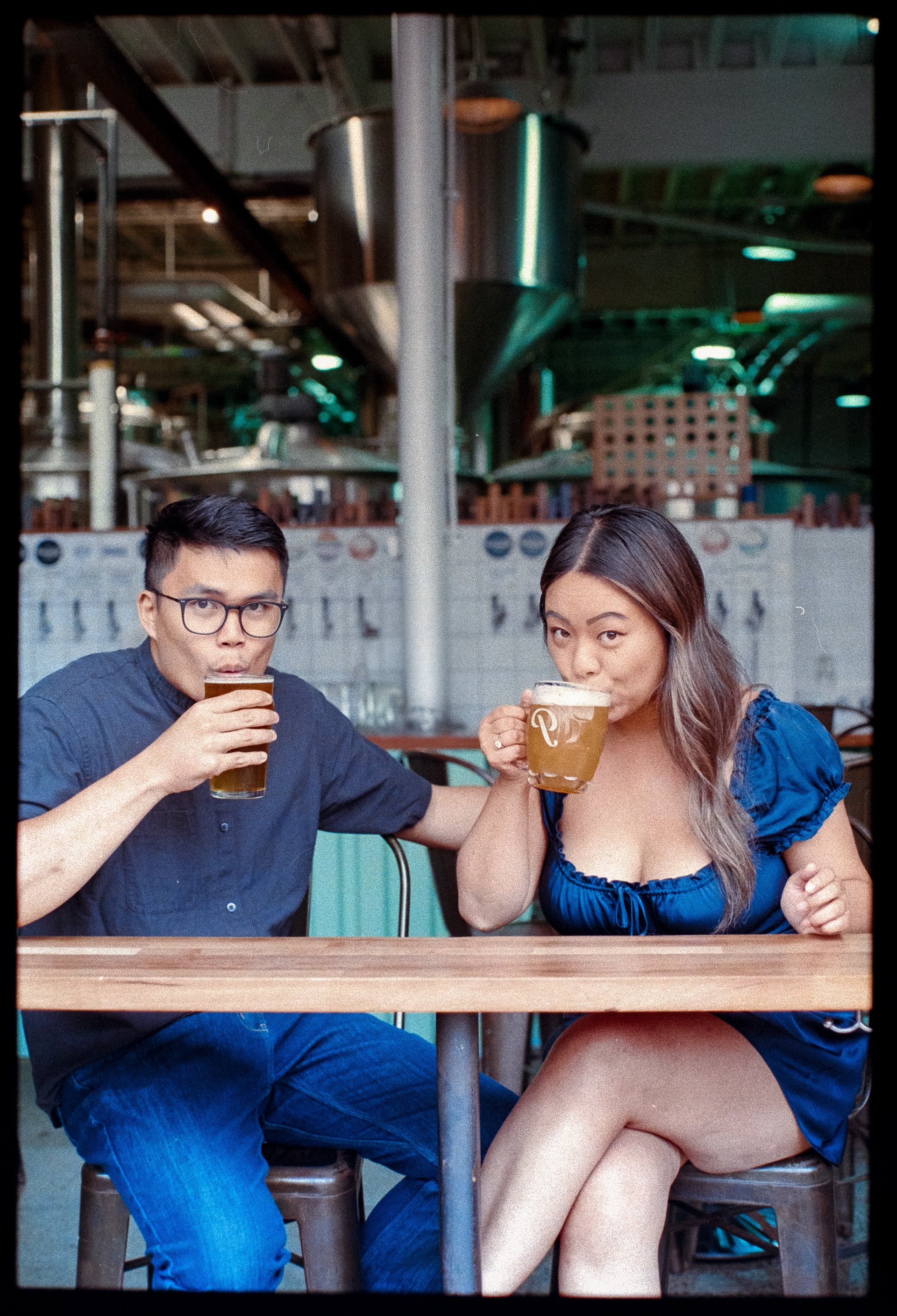 Parkside Brewing engagement session in Port Moody on 35mm film 