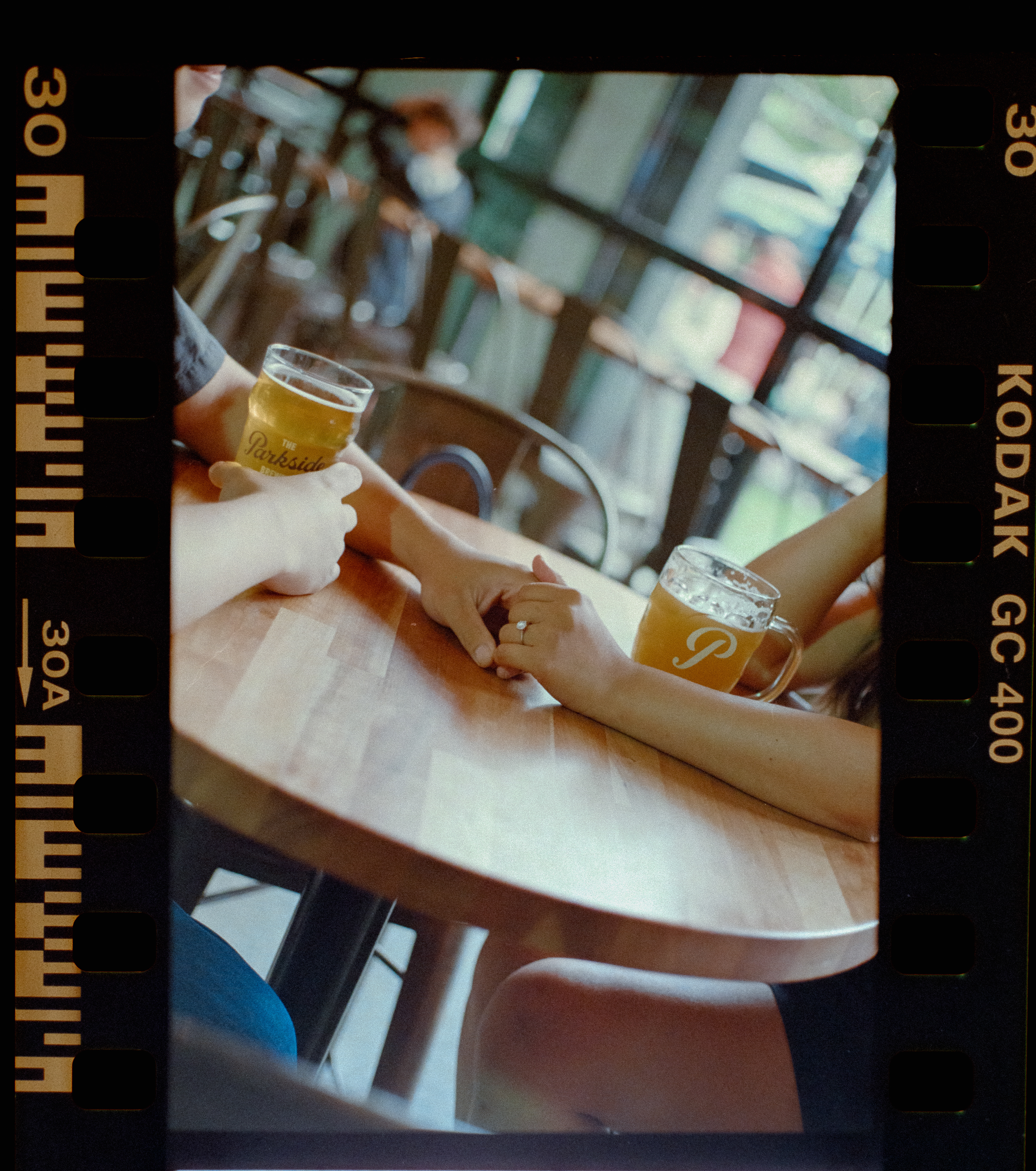 Port Moody engagement photography session on 35mm film at Parkside Brewing