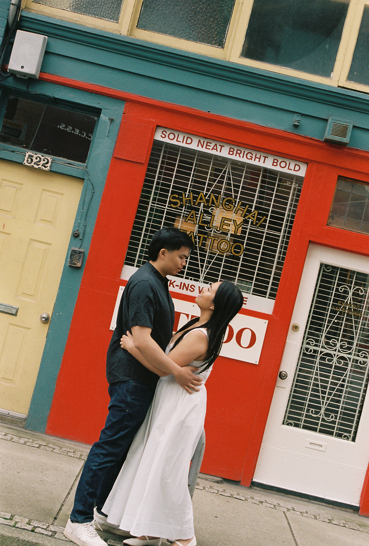 Casual engagement photography session in Vancouver BC's Chinatown