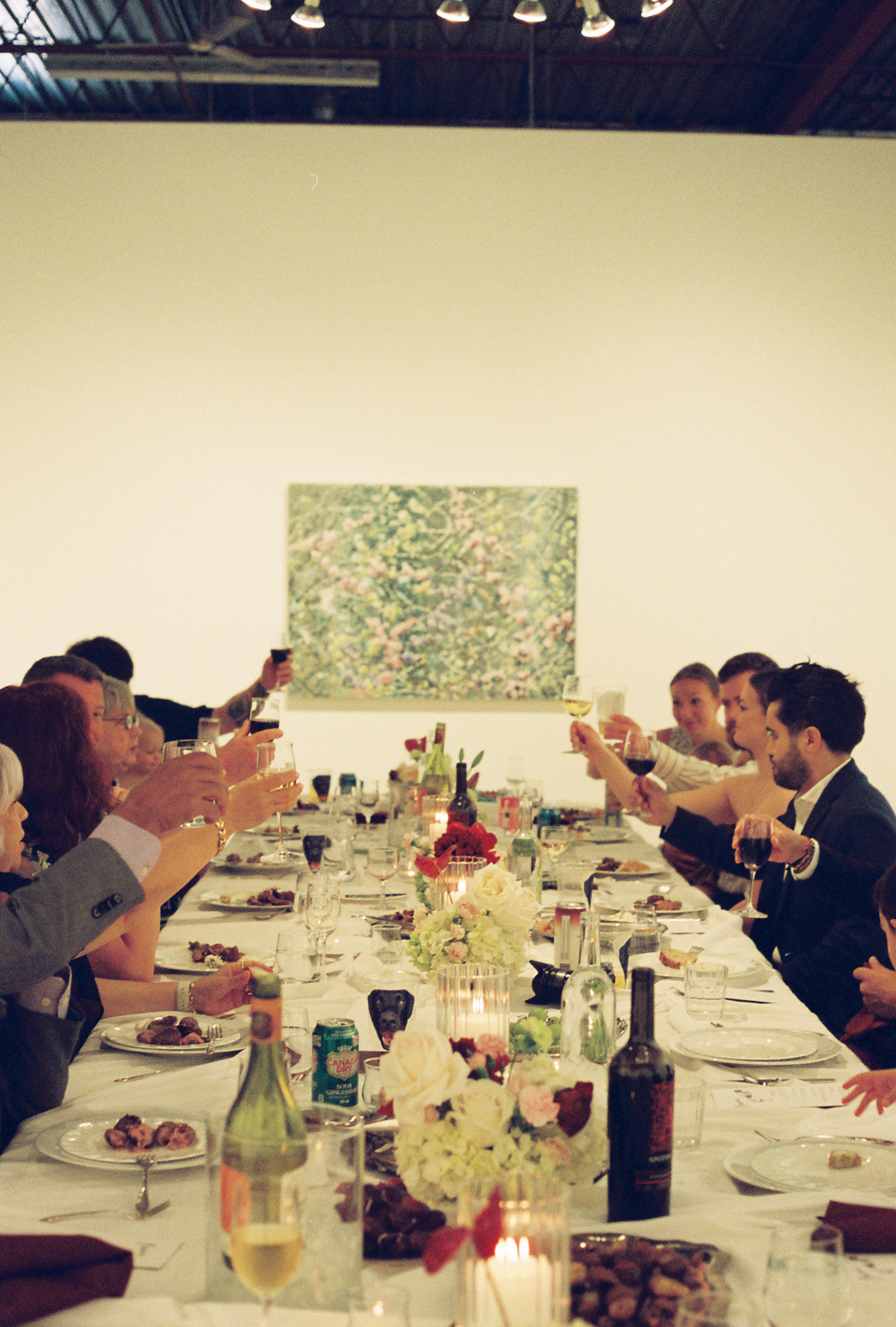 S+C's intimate family dinner after their civil wedding ceremony in Vancouver BC, captured on 35mm film