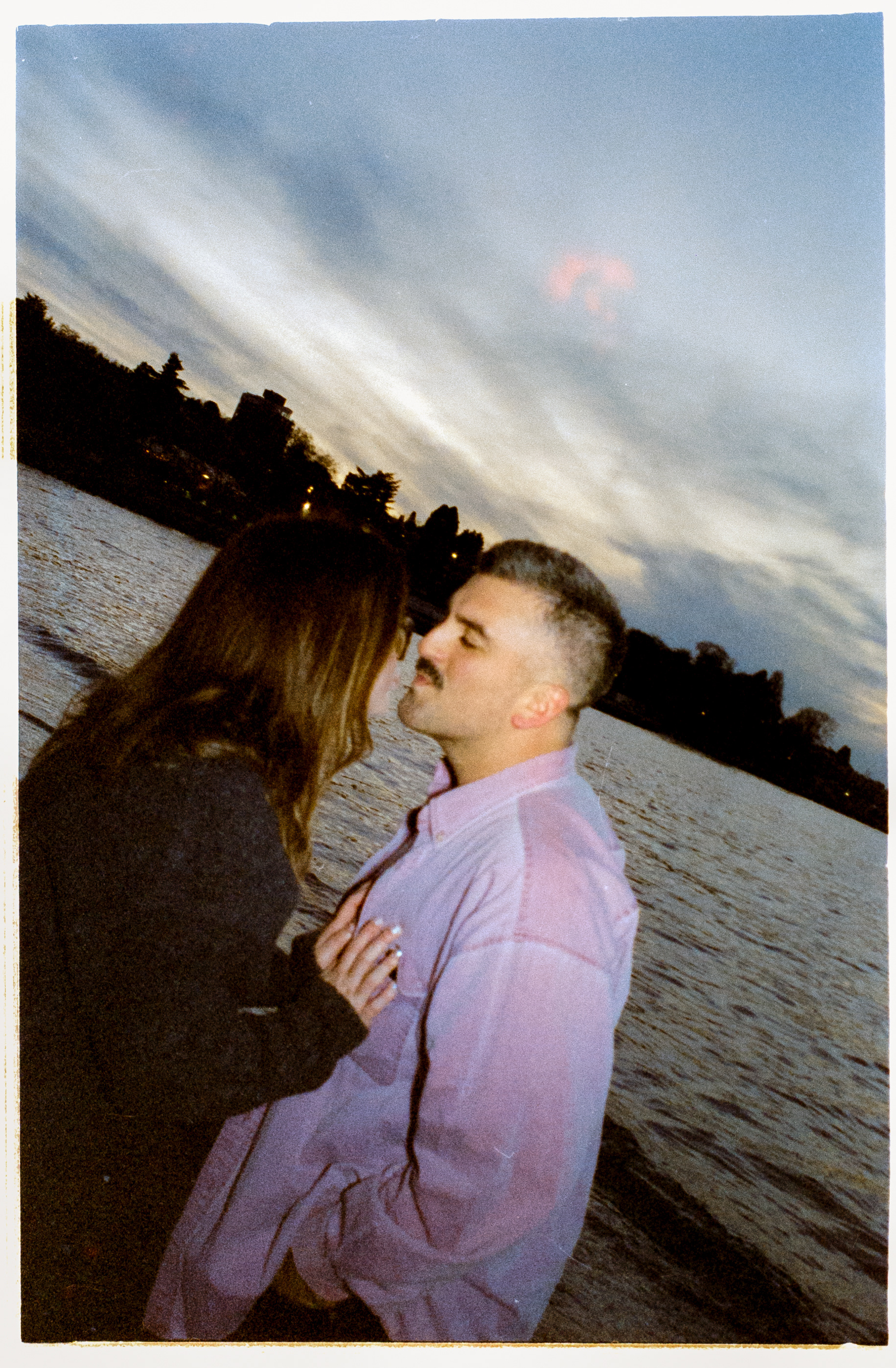 Engagement session on 35mm film at Kits Beach in Vancouver