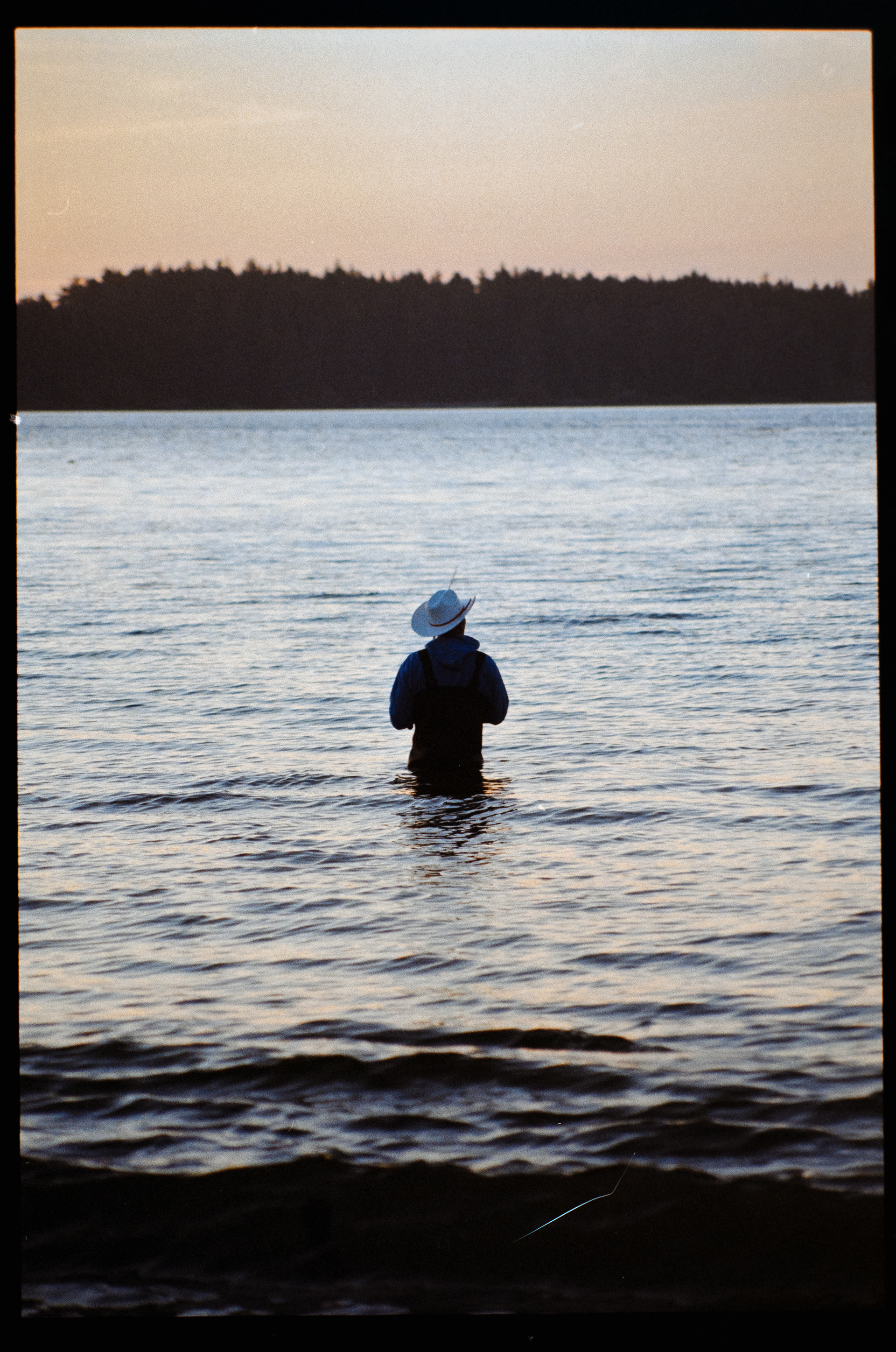 Tofino fisherman in the sunset on 35mm film 