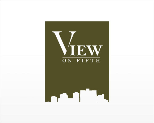 The View on Fifth is a condo development in downtown Saskatoon. Their lobby had a very specific large V that they wanted reflected in their visual identity, They also wanted to show that it was the tallest building in the area and had great views. 