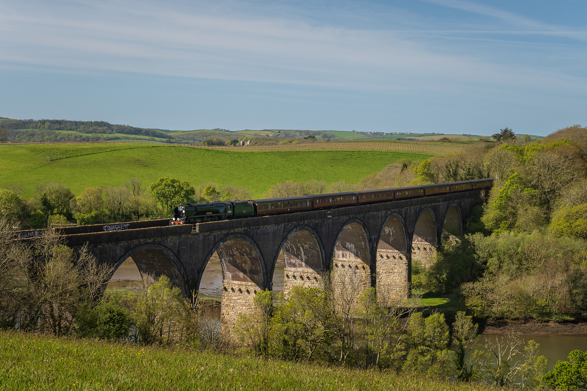 '34028 Eddystone'. Forder Viaduct, Saltash. 19.04.2026