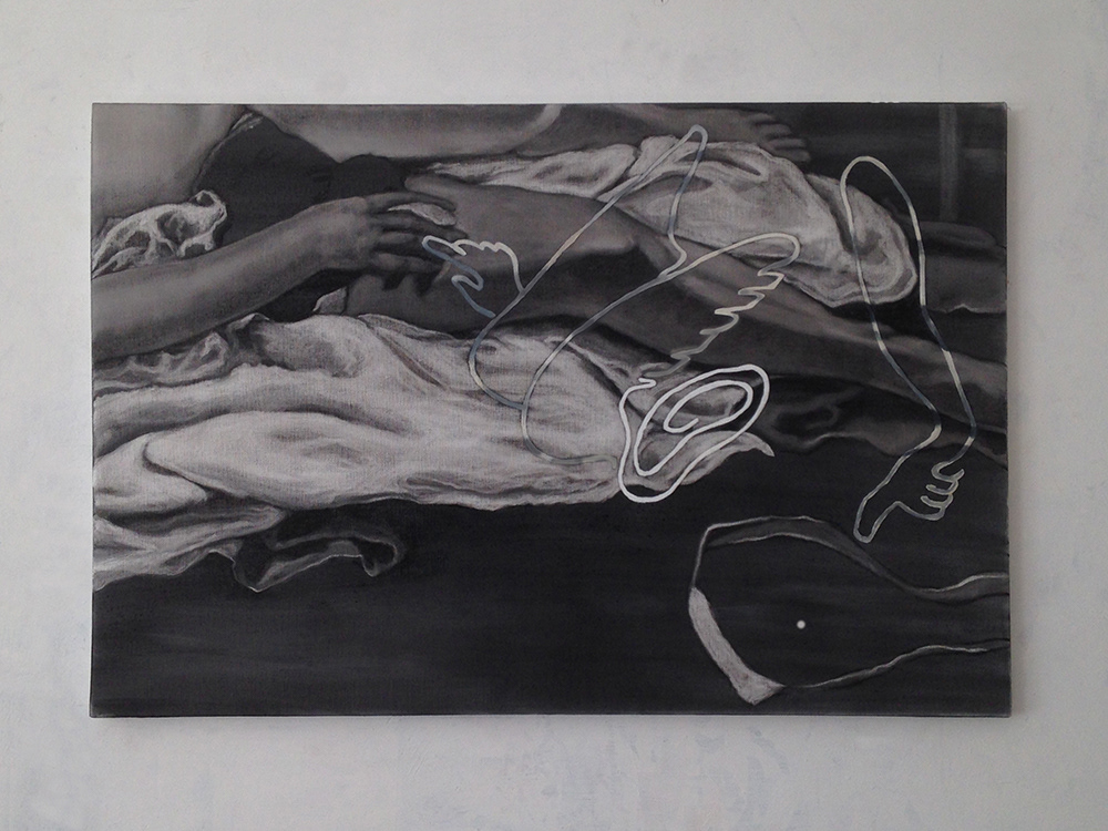 Nostalgie au premier degré - fusain et huile sur toile - 54 x 81 cm