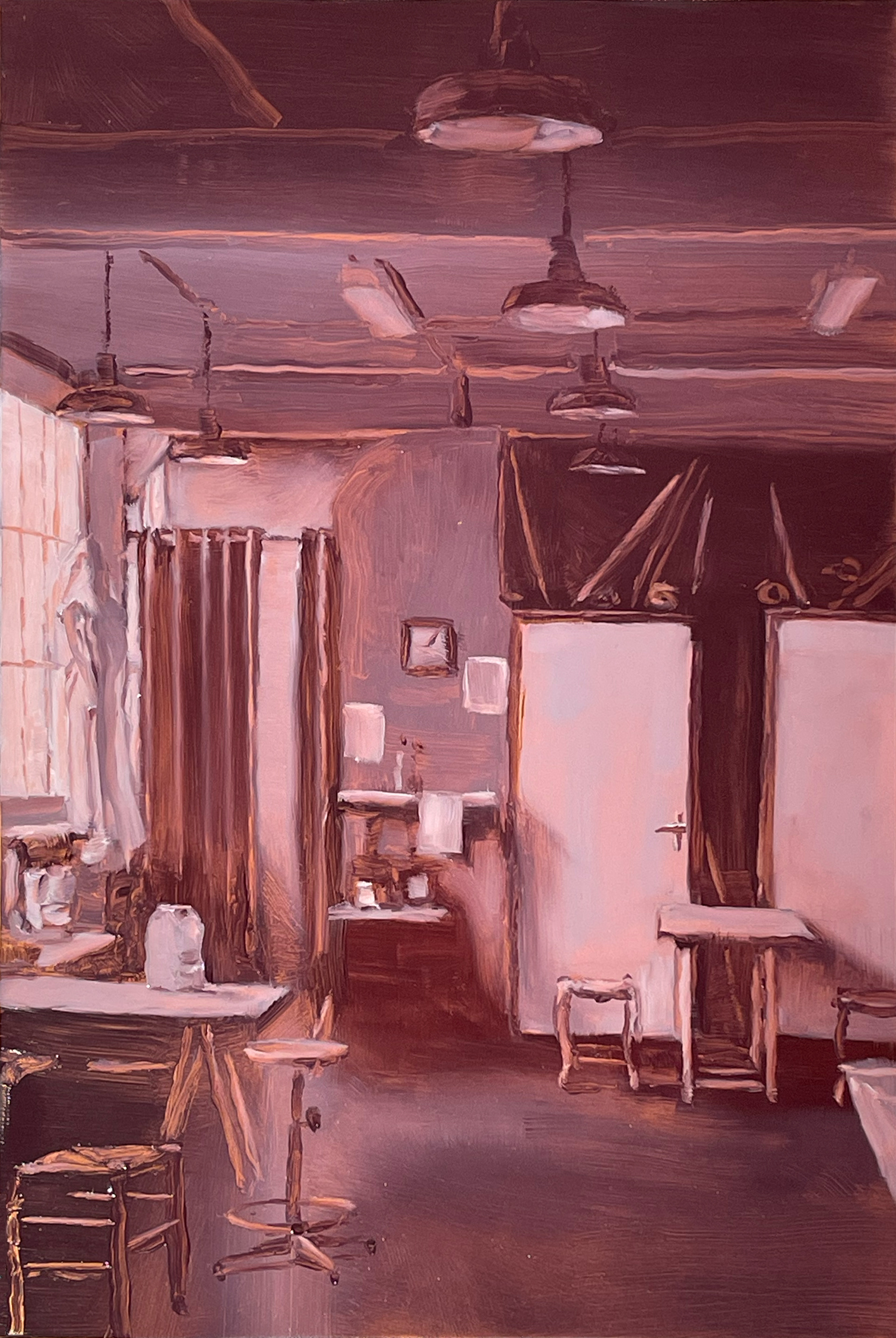 "Atelier", huile sur cuivre, 30 x 20 cm