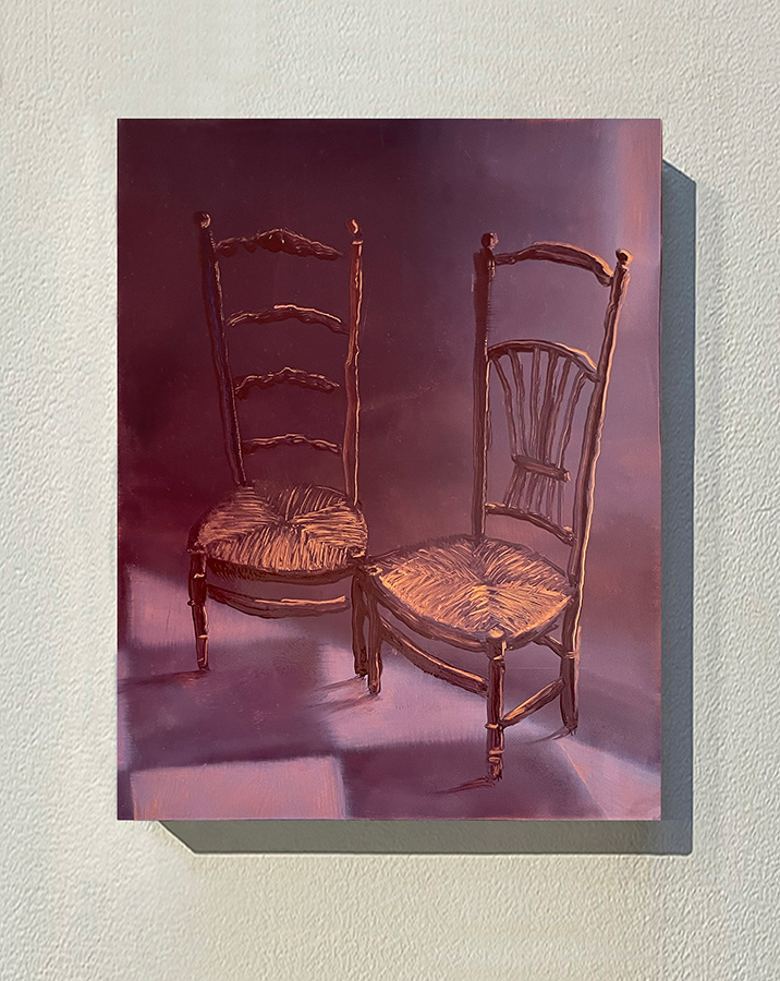 « Chez Elsa et Louis », huile sur cuivre, 20x15 cm