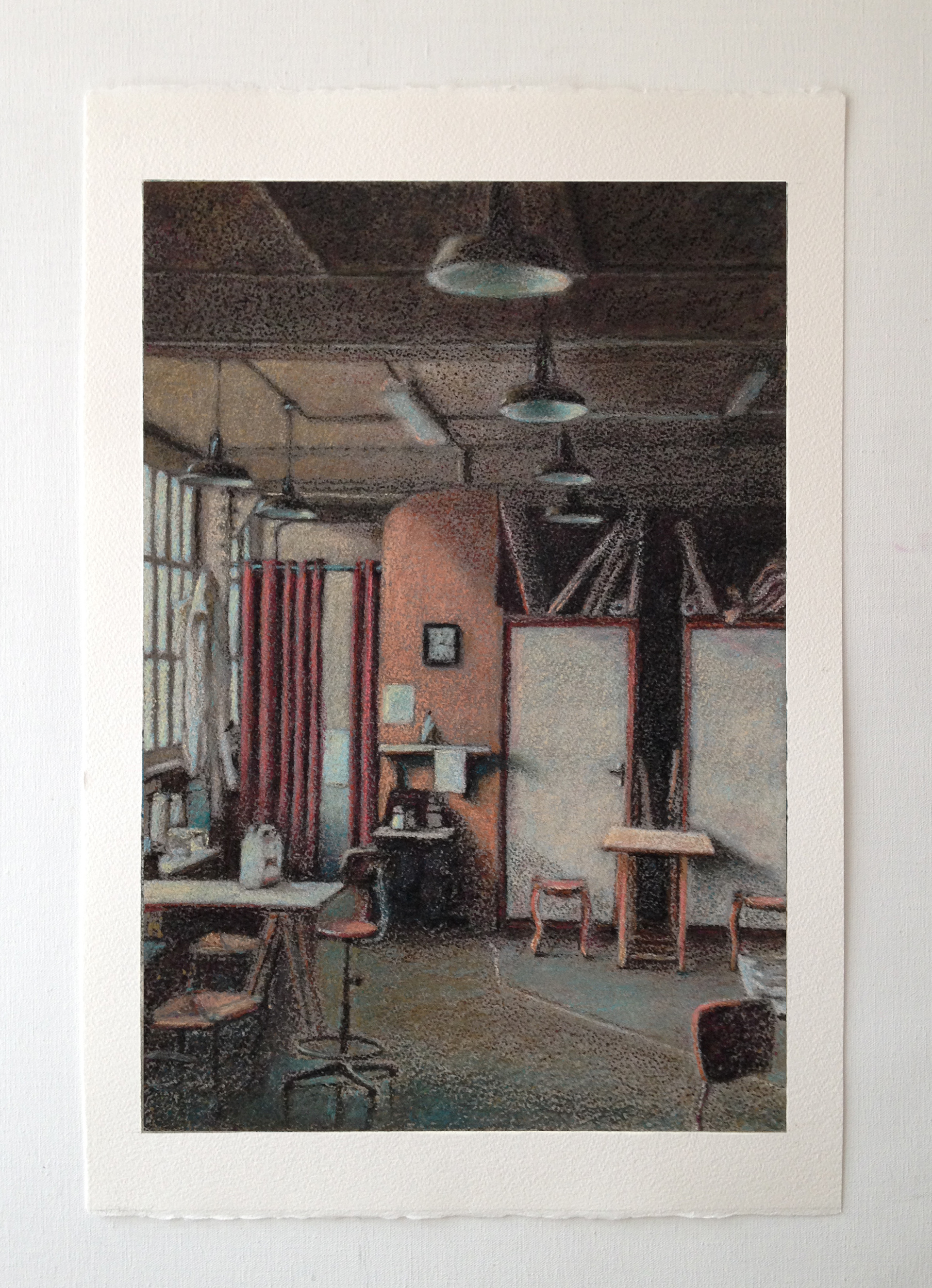 "Diorama II", fusain et pastels sur papier Arches, 57 x 38,5 cm