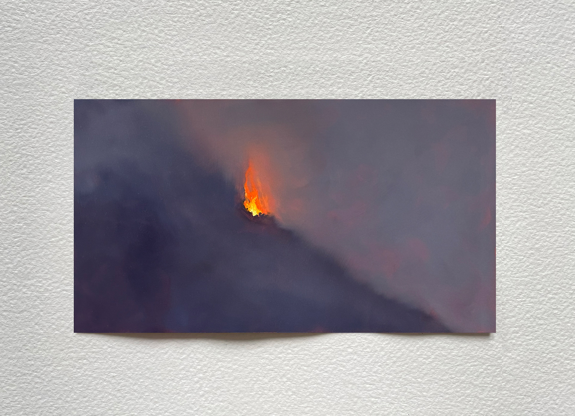 "Incendie I-bis", huile sur cuivre, 22 x 40 cm