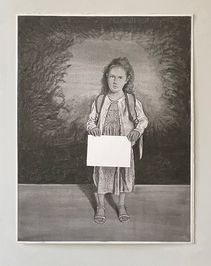 « Pages blanches », fusain sur papier, 65x40 cm