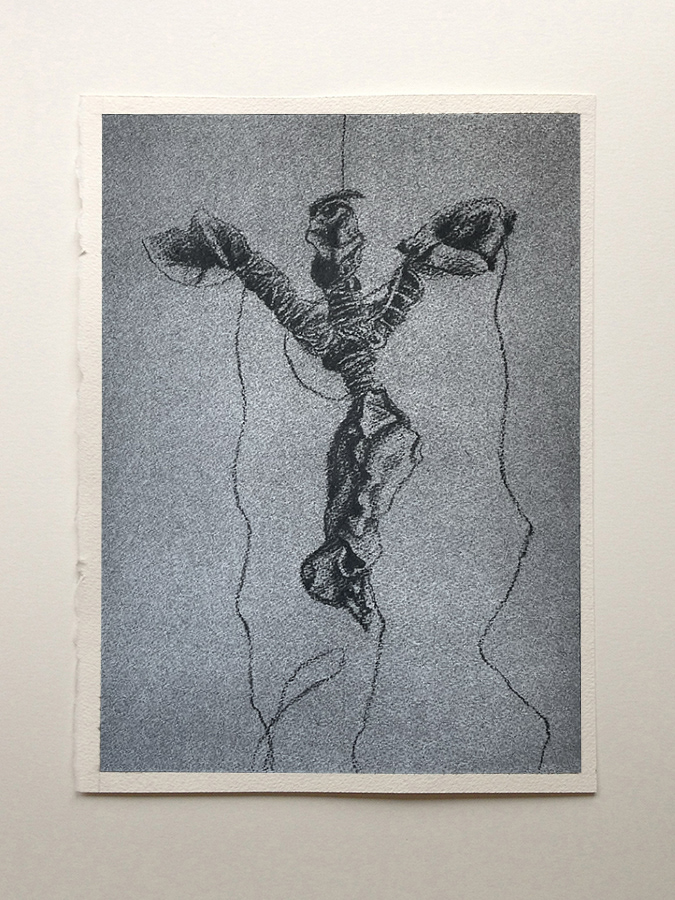 "Poupée-chiffon" ou "Poupée de Jacques n°4, fusain sur papier, 37x27 cm
