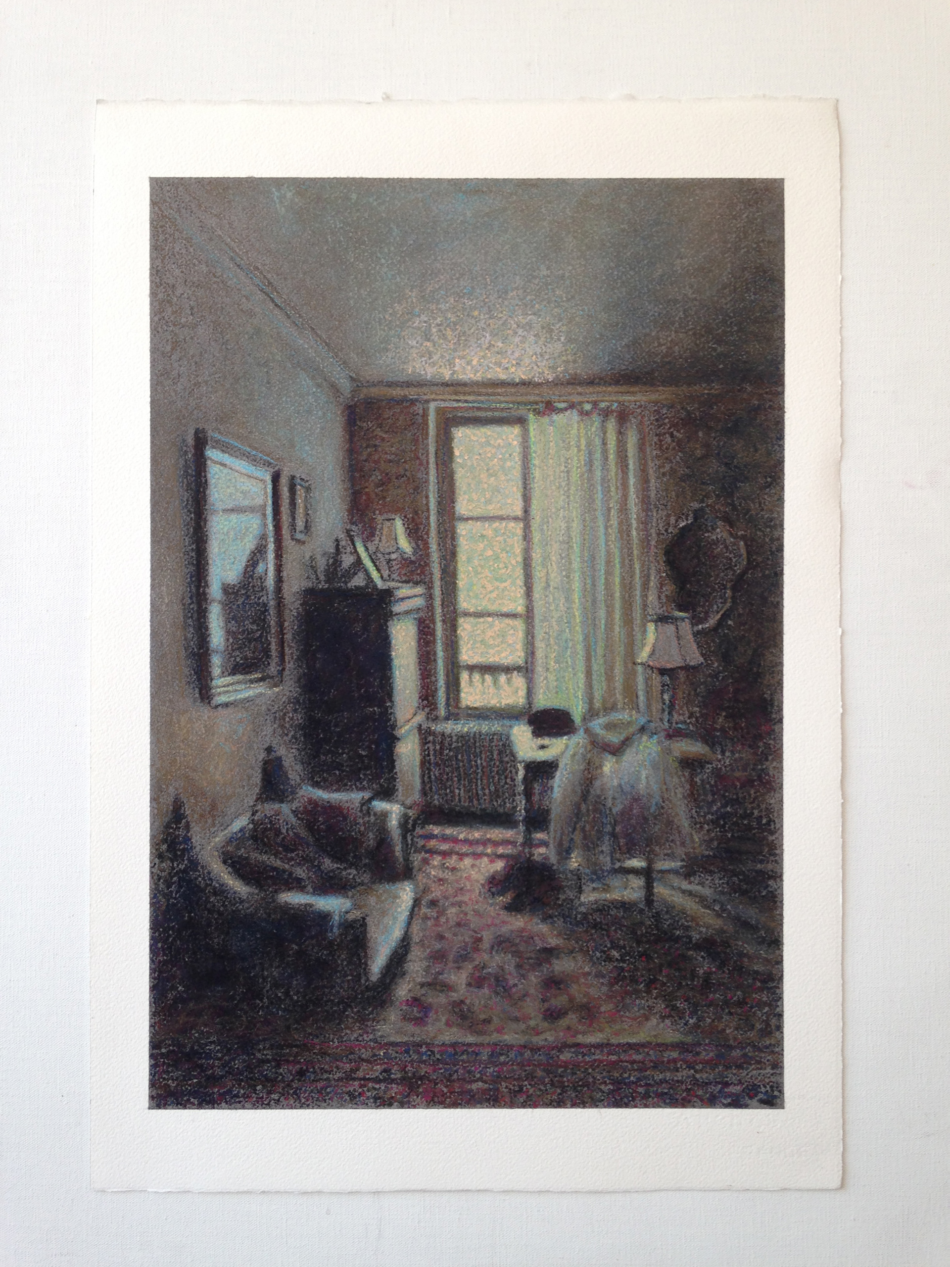"Diorama I", fusain et pastels sur papier Arches, 57 x 38,5 cm