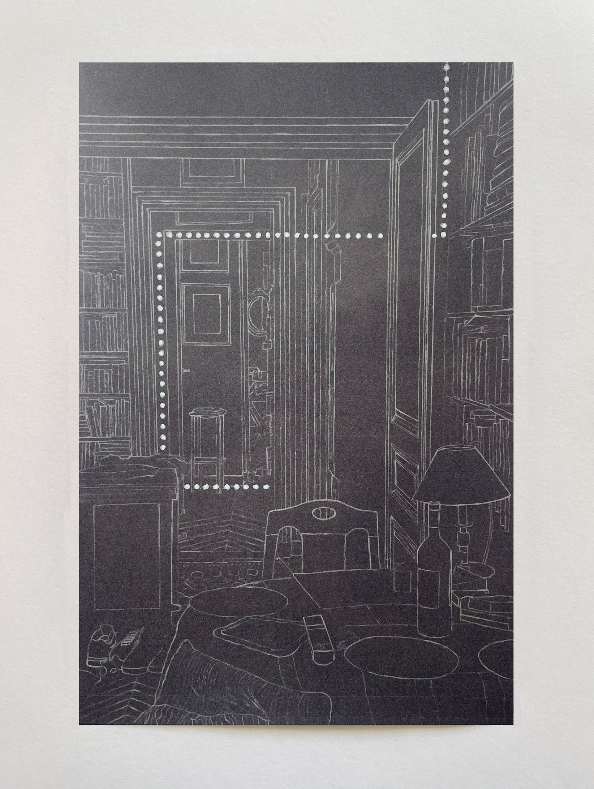 "Intérieur à la table ronde" X, série "Options", technique mixte sur papier, 29 x 19 cm