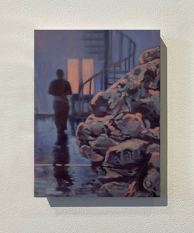 « Météorites », huile sur cuivre, 40x30 cm