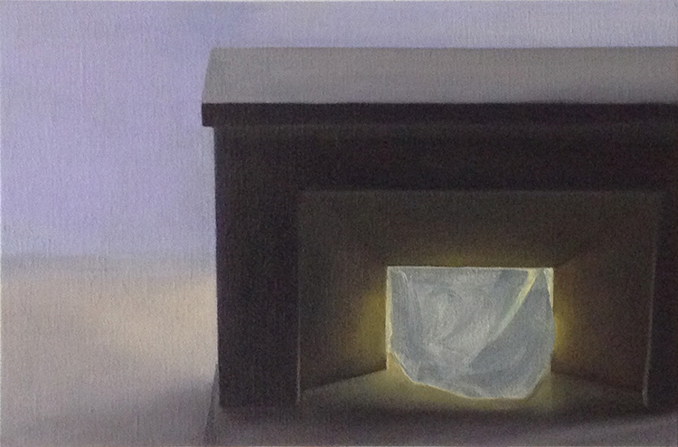 "REVE AU COIN DU FEU" (série) Huile sur toile (27 x 41 cm) - © ADAGP, Paris