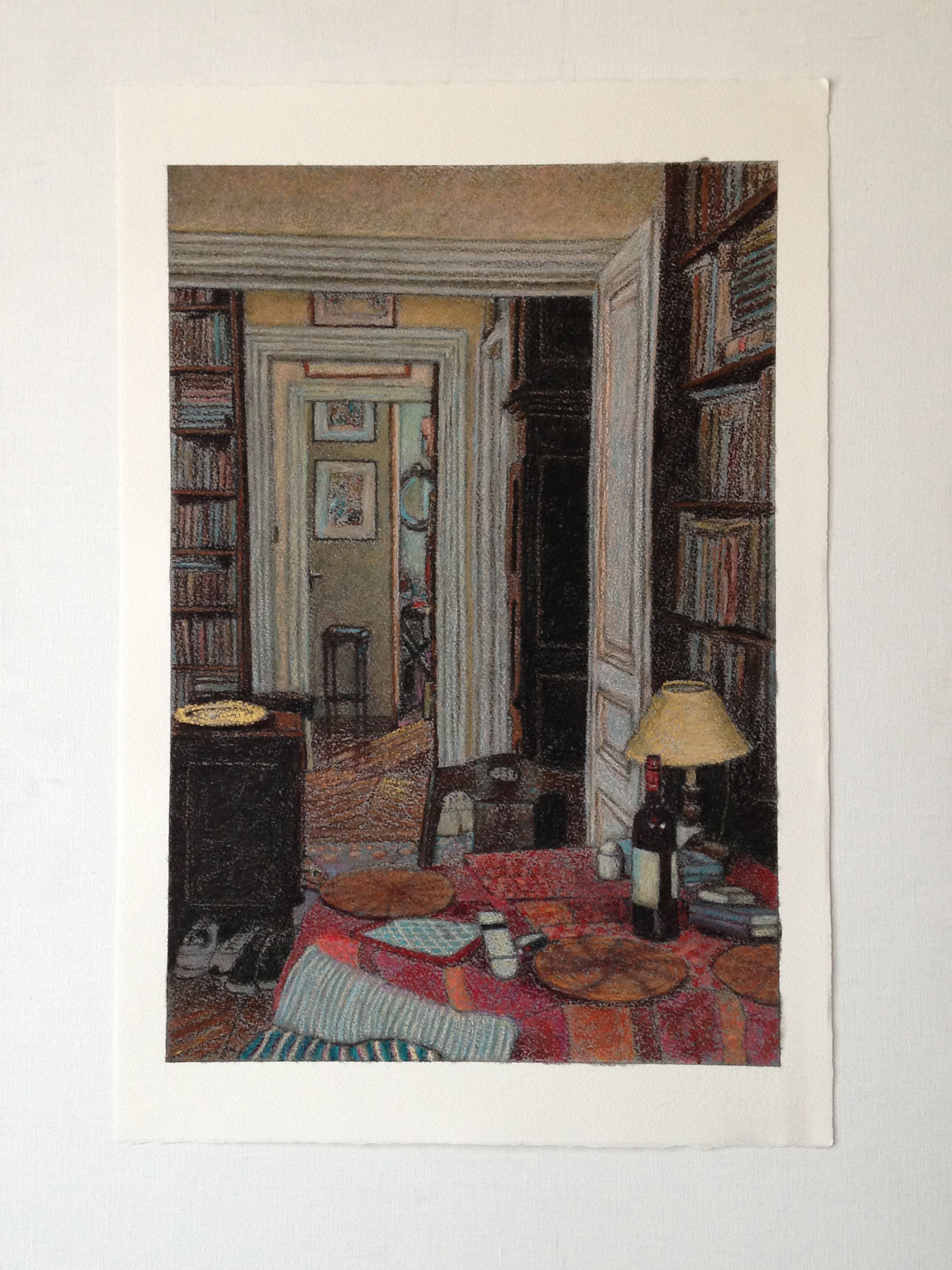 "Diorama IV", fusain et pastels sur papier Arches, 57 x 38,5 cm