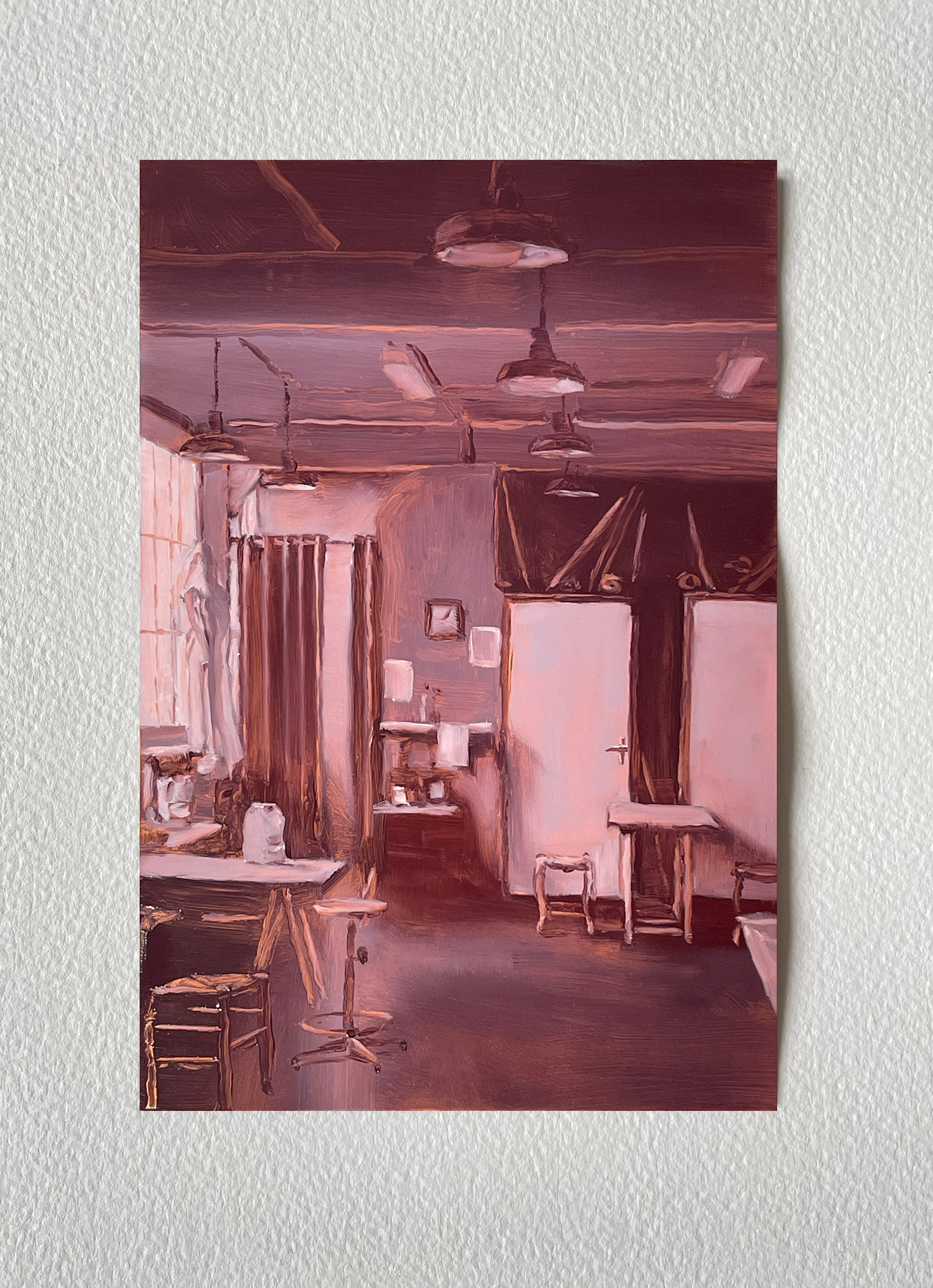 "Intérieur-atelier", huile sur cuivre, 30 x 20 cm
