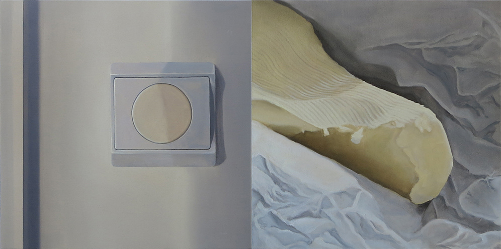 SERIE JEUX QUOTIDIENS (montage en diptyque) Huile sur toile (65 x 65 cm chaque toile) - © ADAGP, Paris