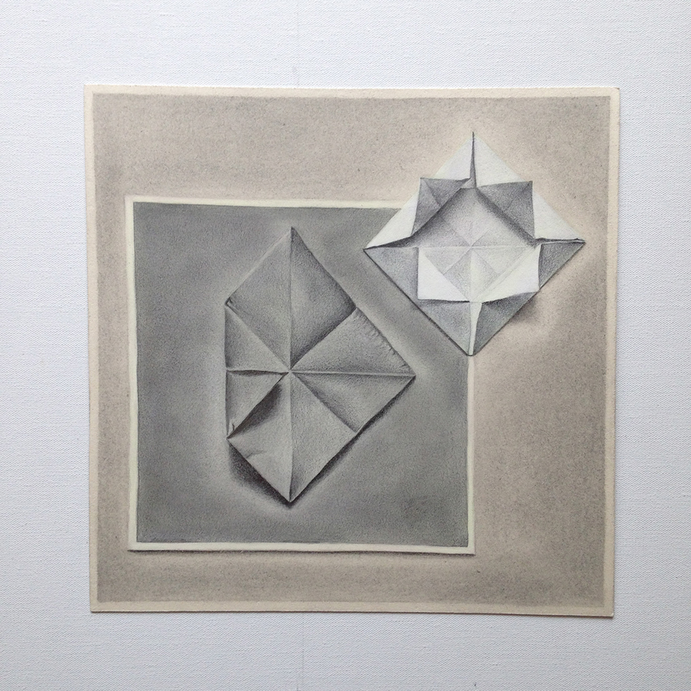 "Pliages - mises en abîme", VI, pastels secs sur papier, 35 x35 cm