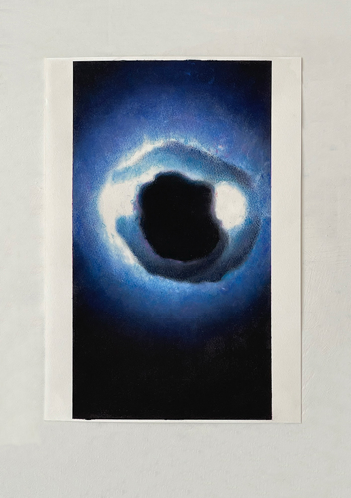 "Errances - Météorites", série 3, III, encre, pastels secs et pigments sur papier, 30 x 19 cm