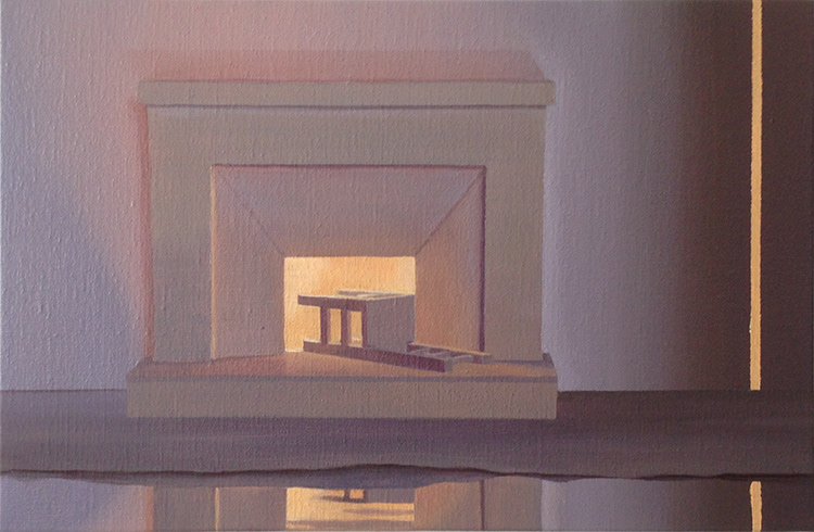 "REVE AU COIN DU FEU" (série) Huile sur toile (27 x 41 cm) - © ADAGP, Paris