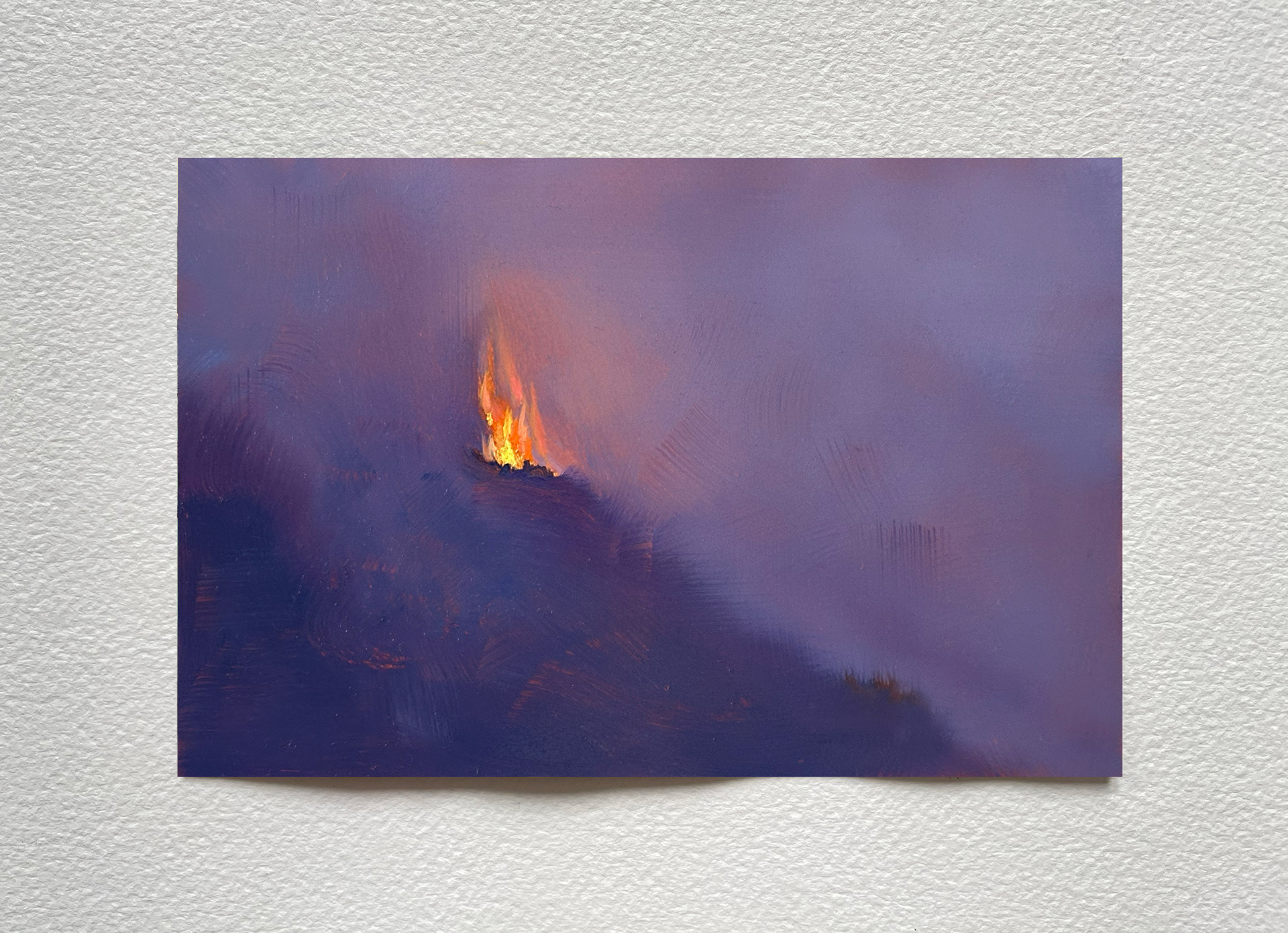 "Incendie I", huile sur cuivre, 10 x 15 cm