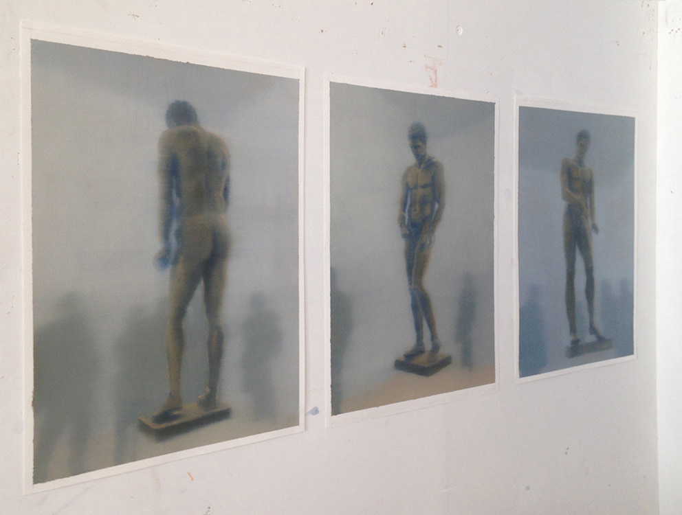 L'homme de boue - huile sur papier - triptyque