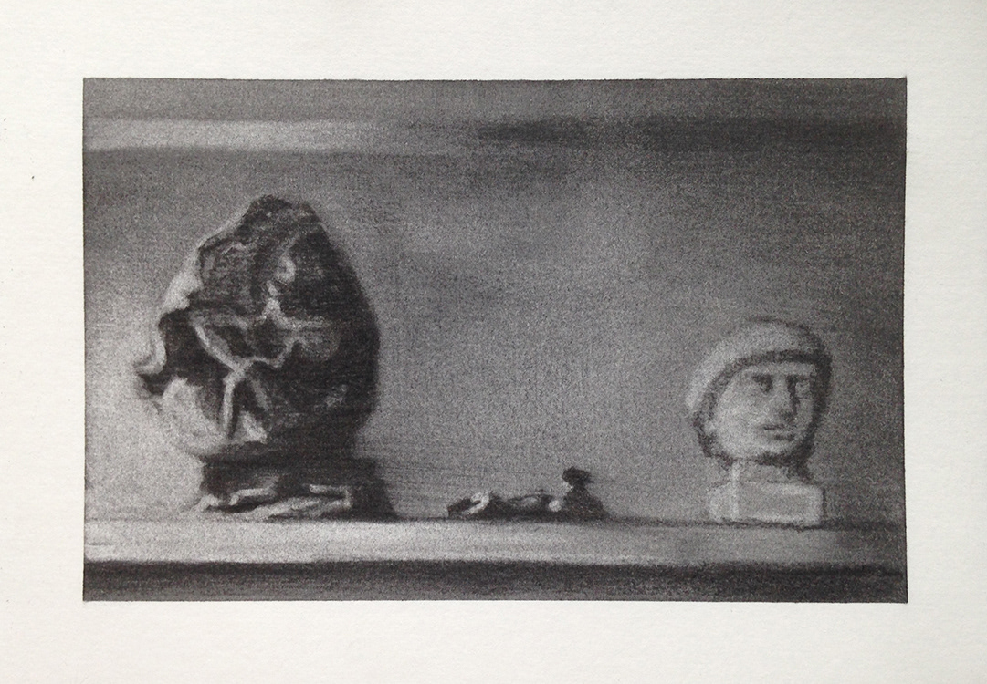 Nostalgie au premier degré - fusain sur papier - 14 x 21 cm