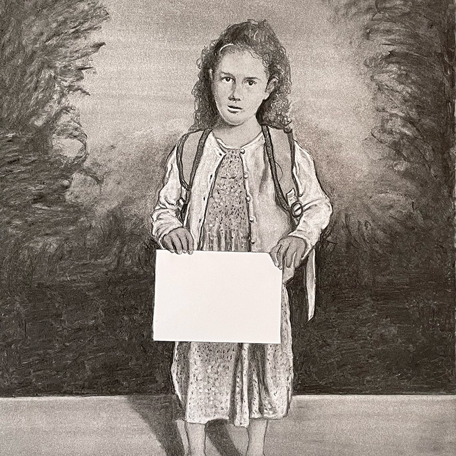« Pages blanches », fusain sur papier, 65x40 cm, détail