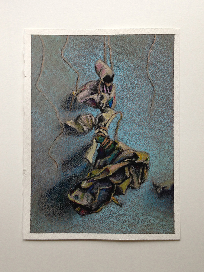 "Poupée-chiffon" ou "Poupée de Jacques n°1", fusain et pastels sur papier, 37x27 cm