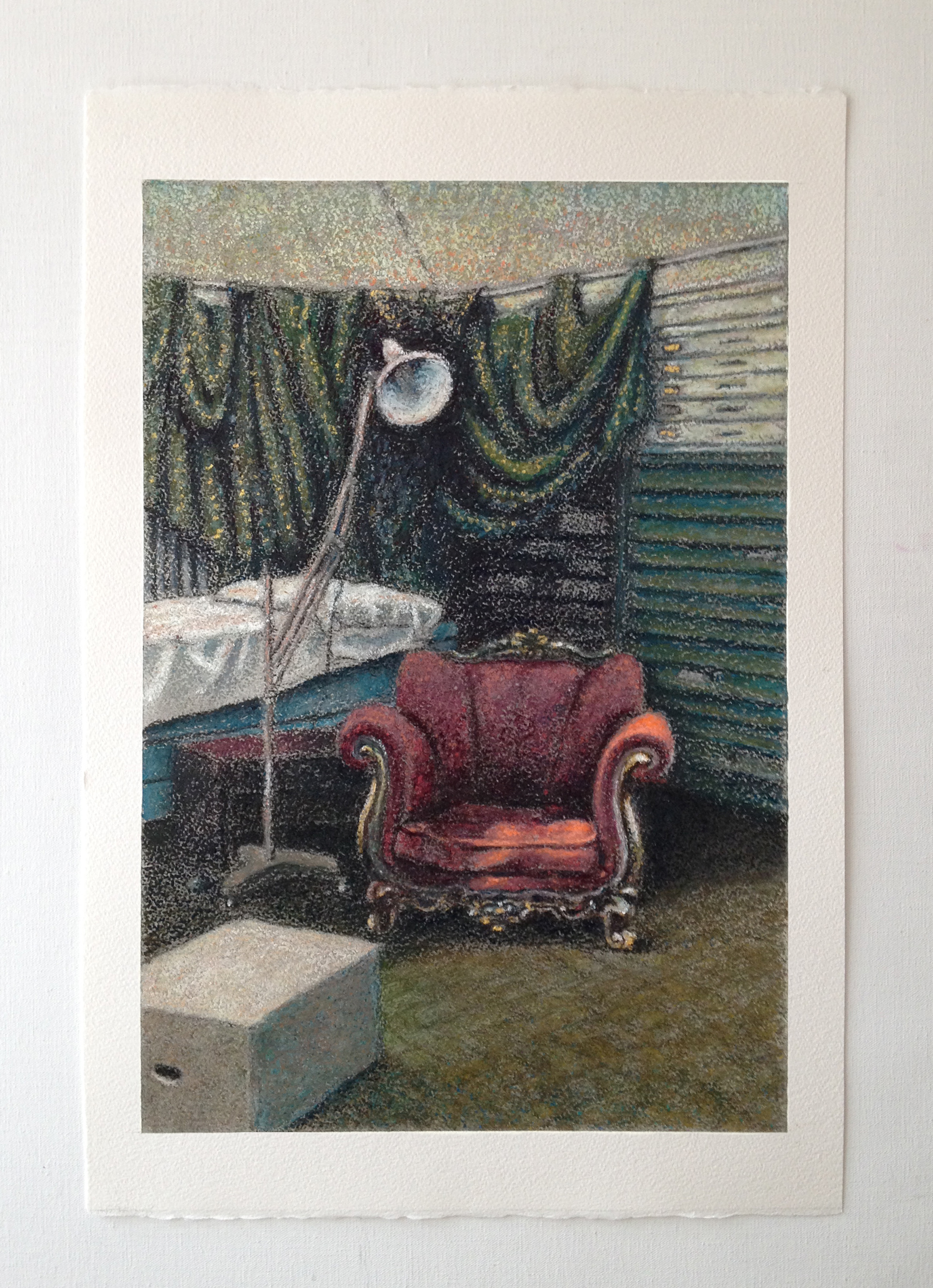 "Diorama III", fusain et pastels sur papier Arches, 57 x 38,5 cm