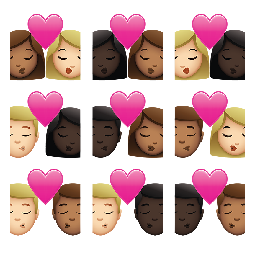Interracial/inter-skintone couple — kiss