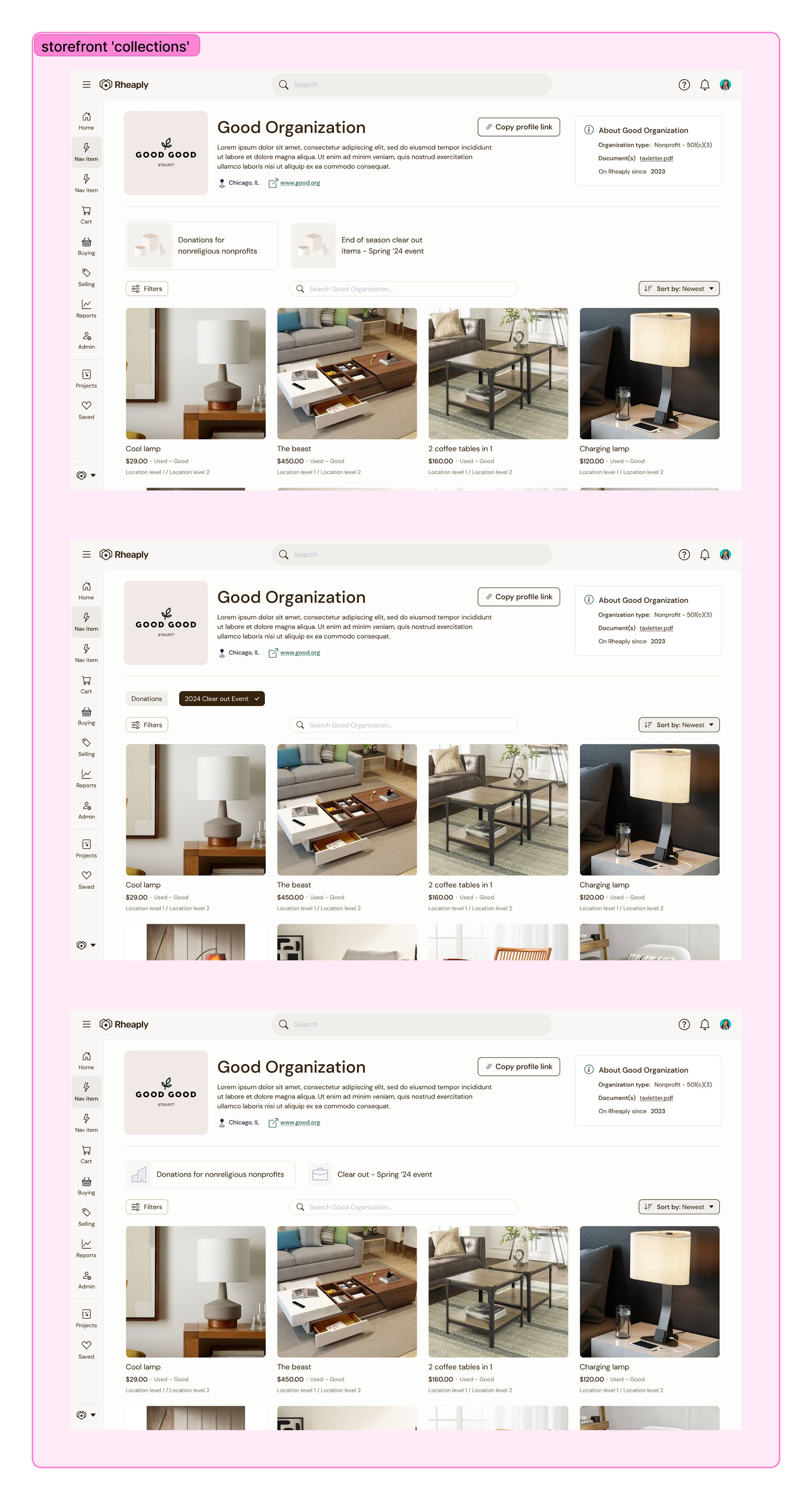 Some ideas for how 'collections' could be brought into the storefronts.