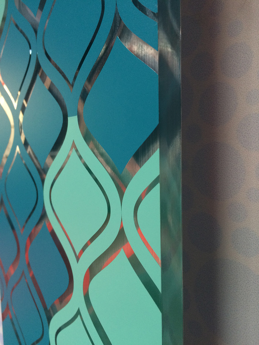 Detail shot featuring ORACAL 631 and brushed metal vinyls