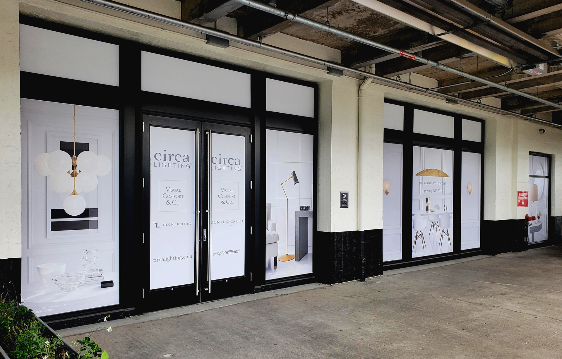 Window wraps designed for Circa Lighting's Boston showroom while it was under construction prior to opening.