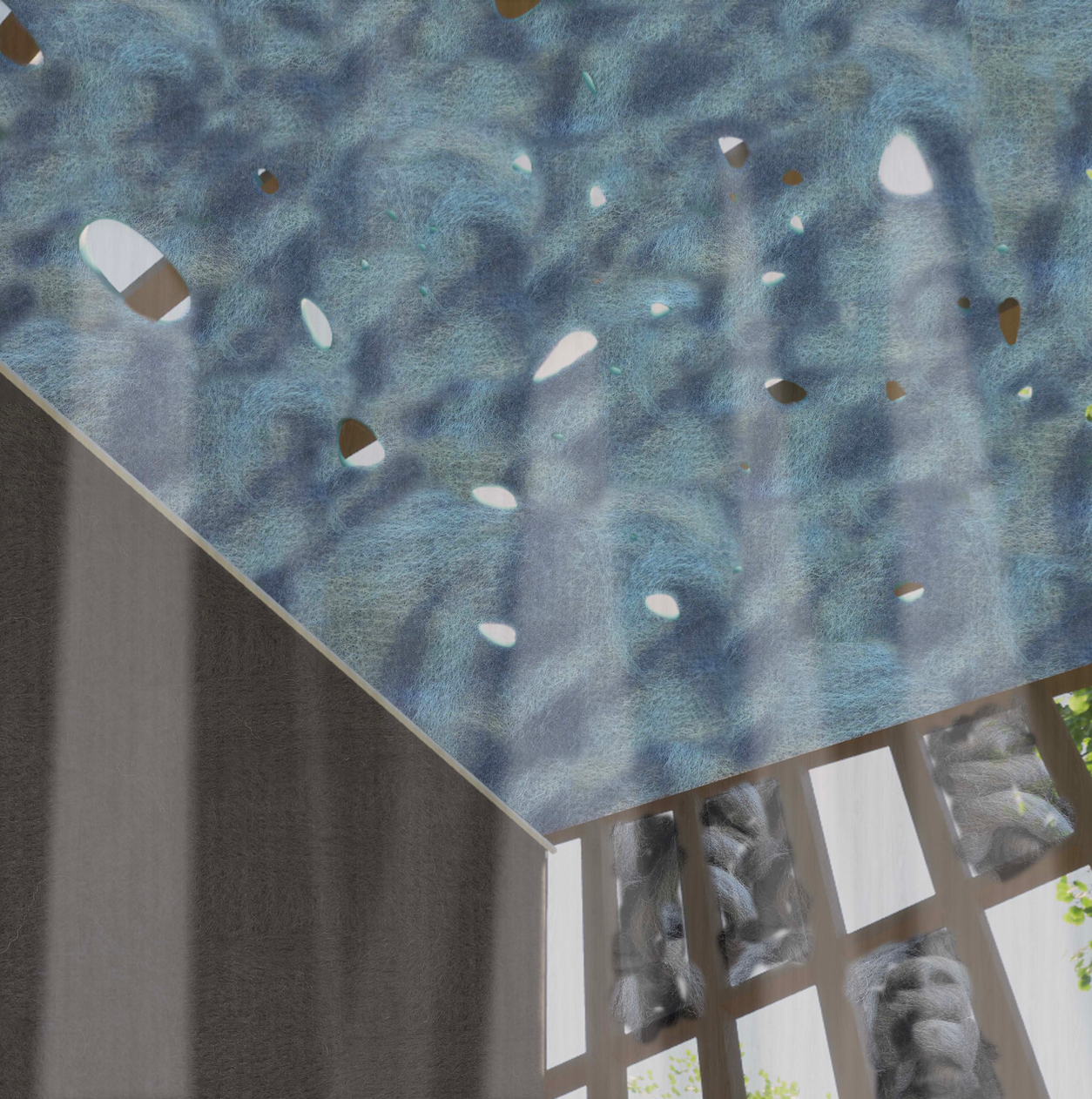 Exploration One: Needle felted ceiling with cutouts