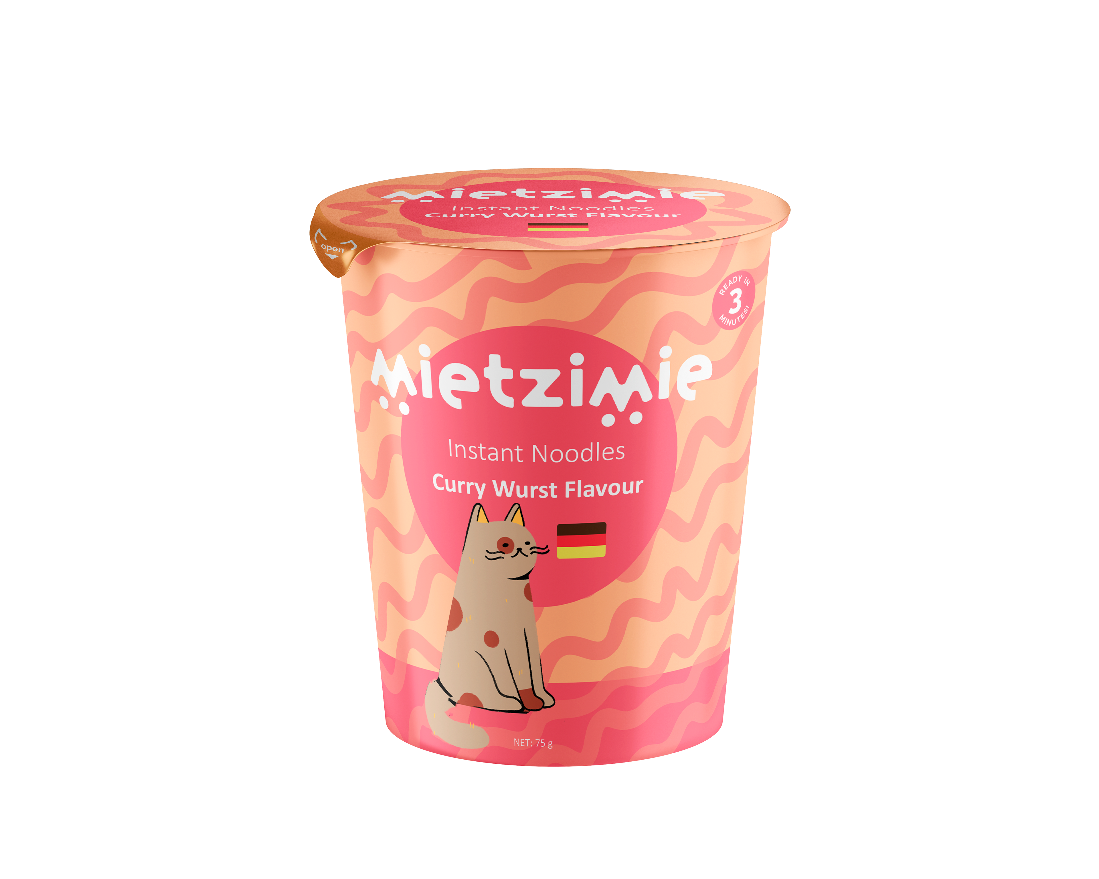 Mockup der Deutschen Ramen Variante in rosa, Verpackungsdesign