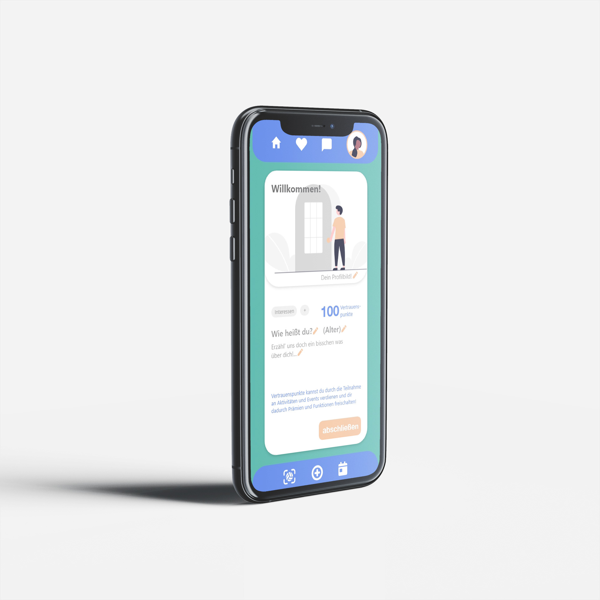 Bildschirmansicht der App des Appdesigns des Home Screens