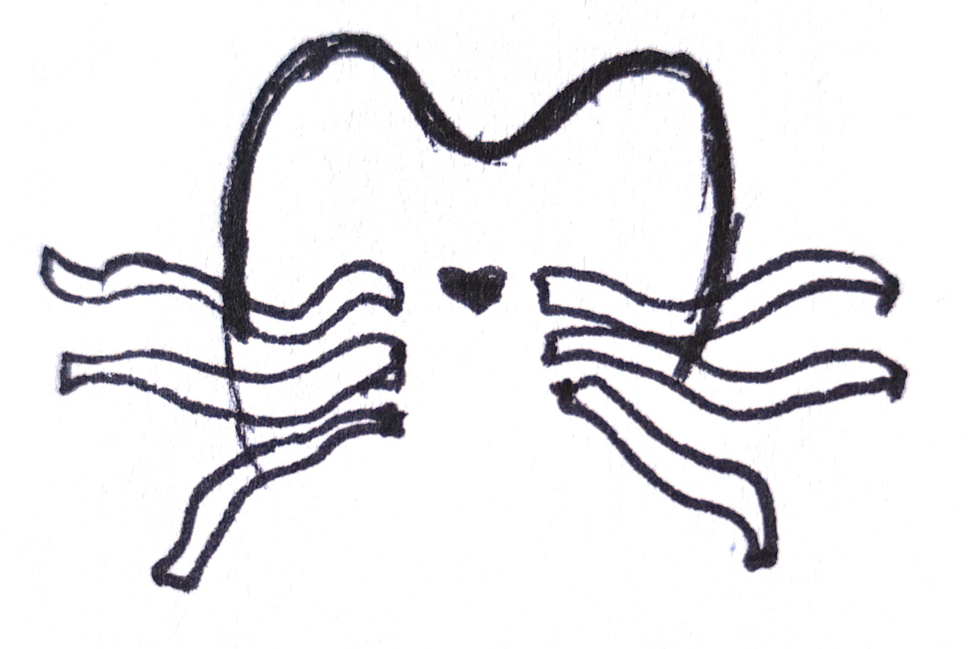 Scribble der ersten Idee für das Logo, Zeichnung mit schwarzem Stift