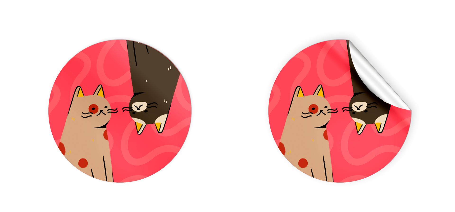 Sticker Merchandise mit Katzen, die Maskottchen der beiden Ramensorten