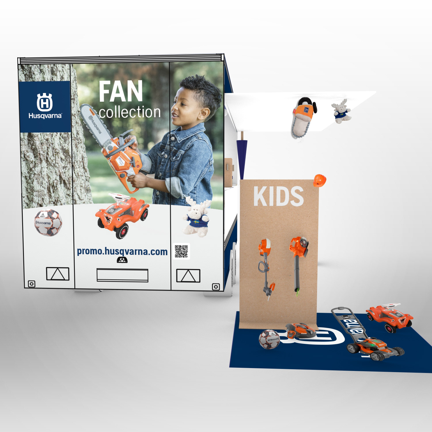 Husqvarner Anhänger Fan Collection offen seitlich