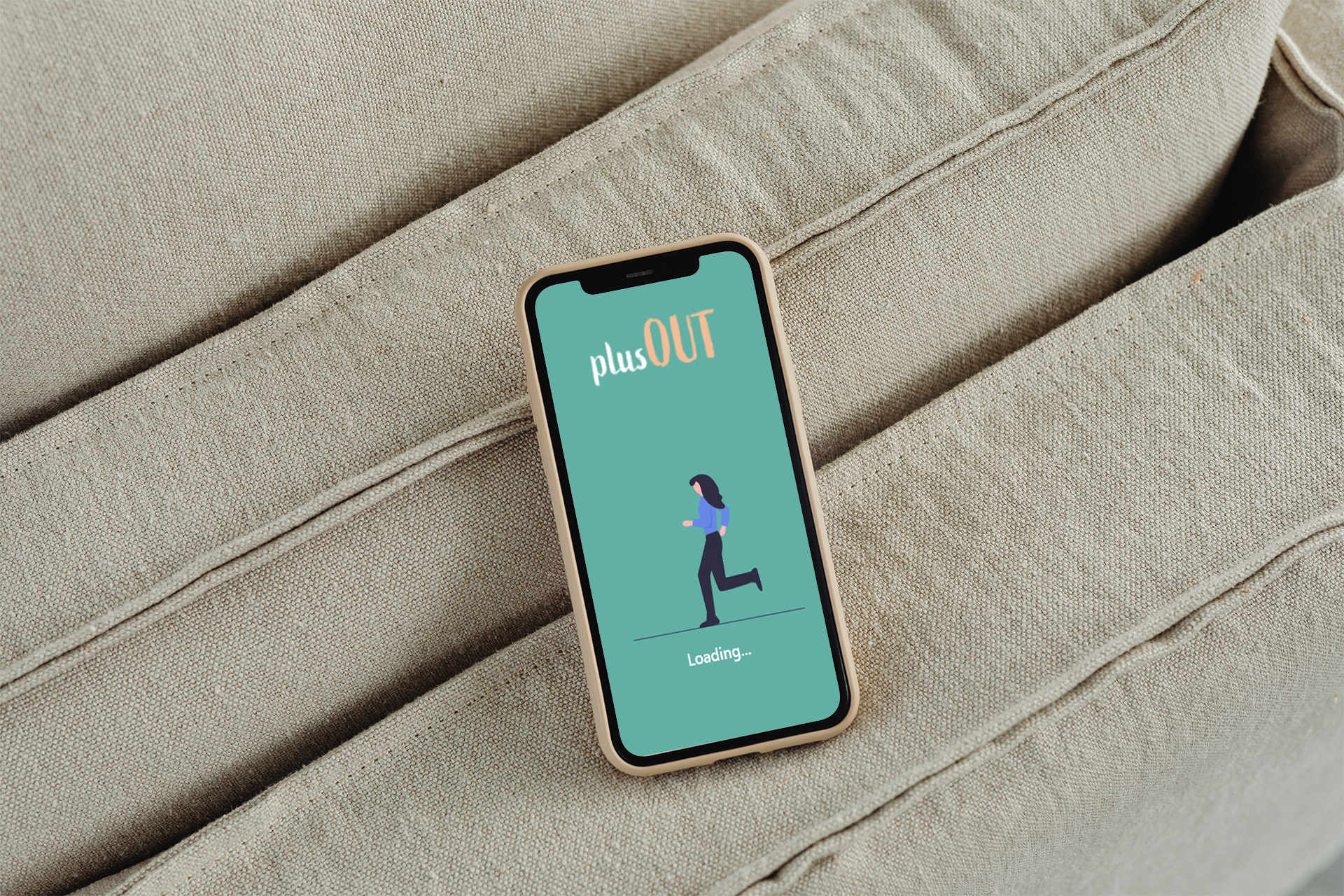 Mockup des Bildschirms eines Handys mit dem Ladebildschirm der App.