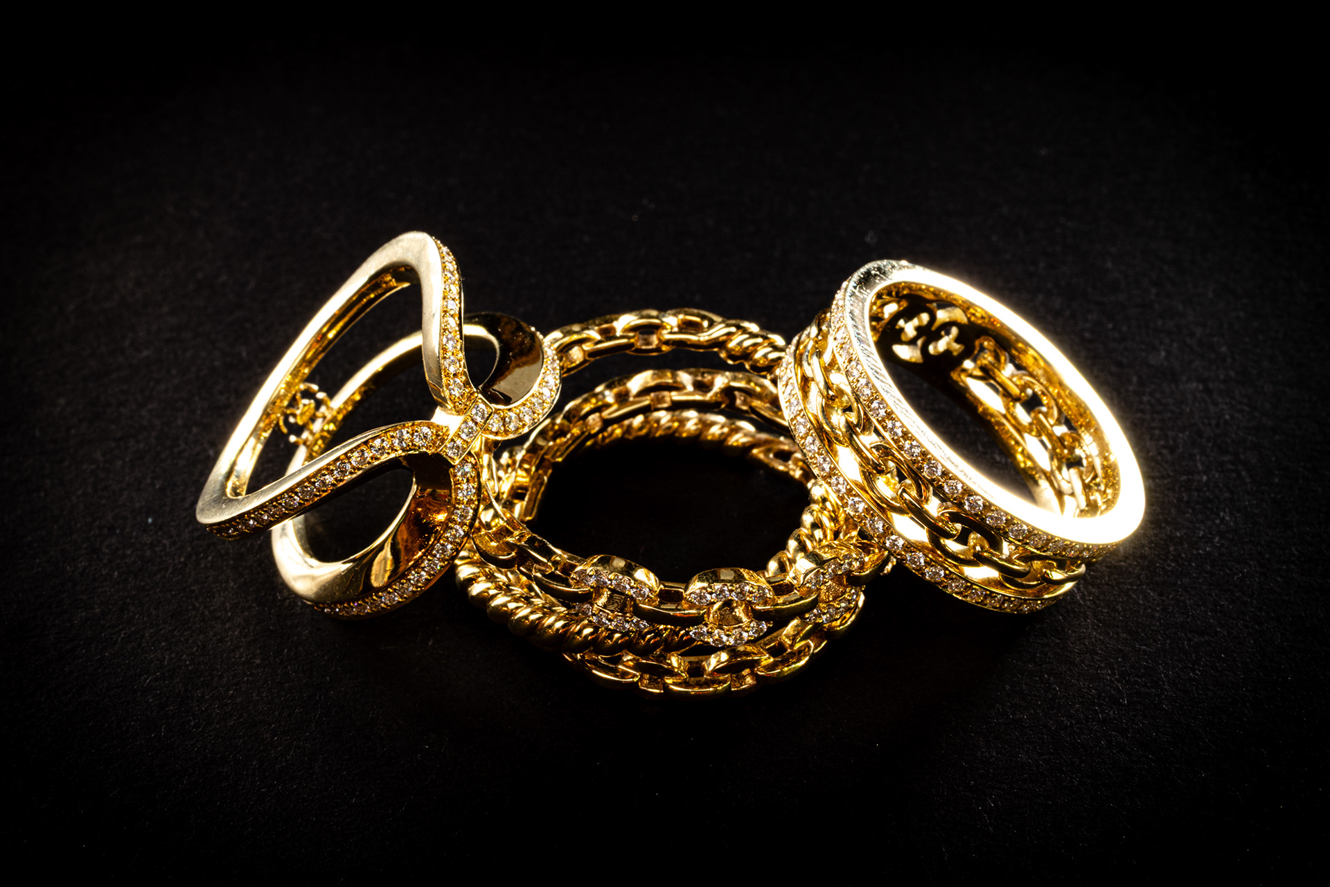 Luxury jewelry still life on black background los angeles