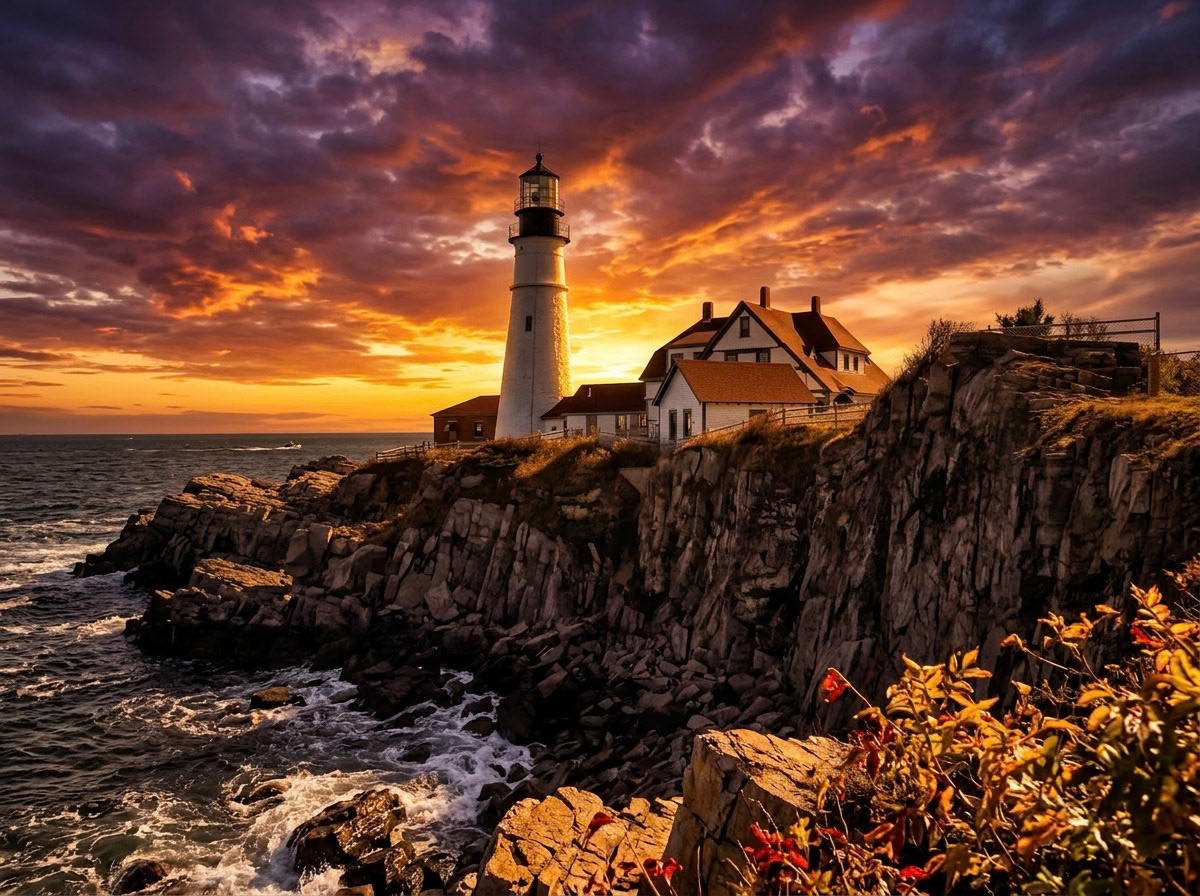 Sunset at Portland Head Light