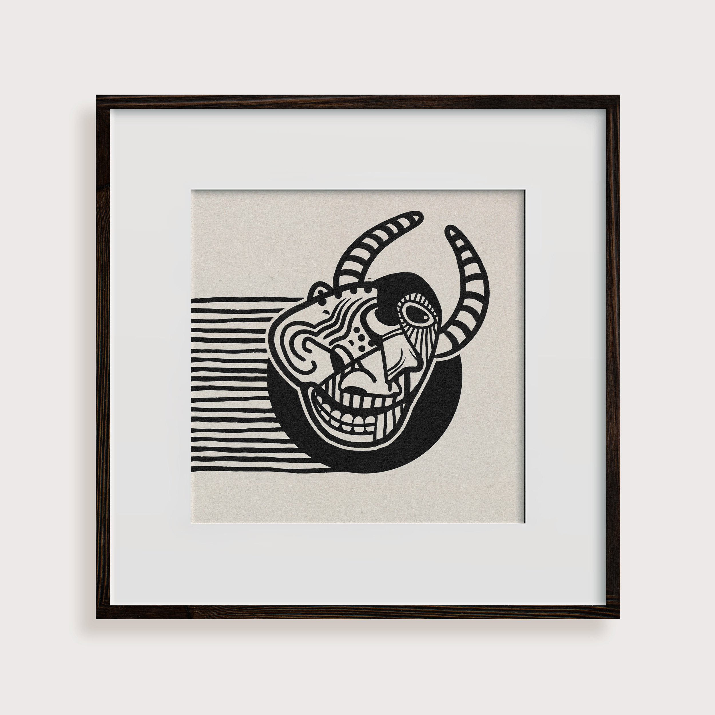 Skull - Lino Print Black & White