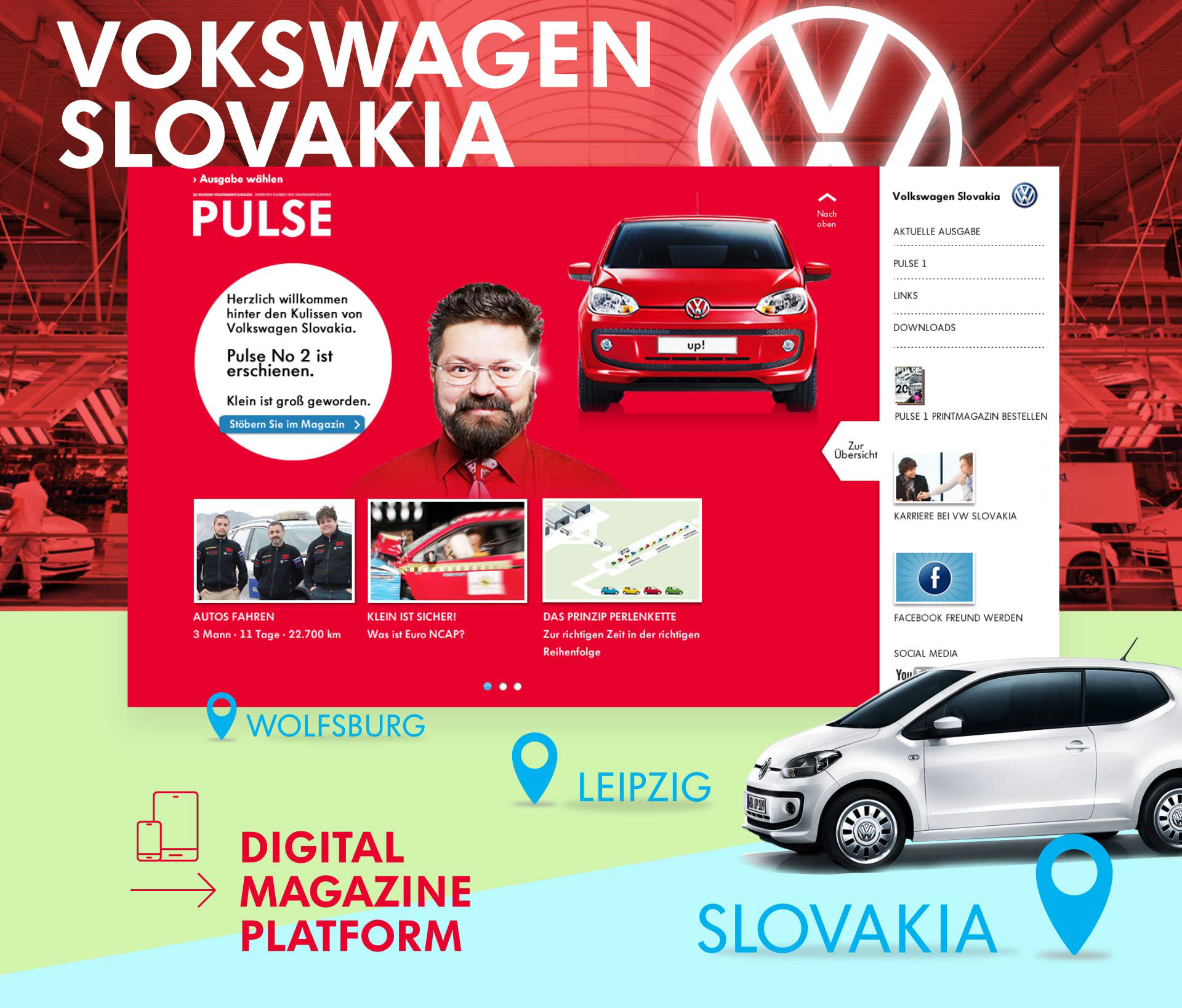 The online magazine Pulse for Volkswagen features content around the automotive brand in Slovakia
