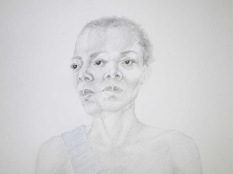 The Return. Two women holding a boat. Emancipatory story. Emancipatory art. Memory story. Colonialism and Indigo. Indigo plantation. Funerary rites. Life sized drawing. Ancient cosmology. African cosmology. Charmaine Watkiss. Trinity Buoy Wharf Drawing Prize 2019.