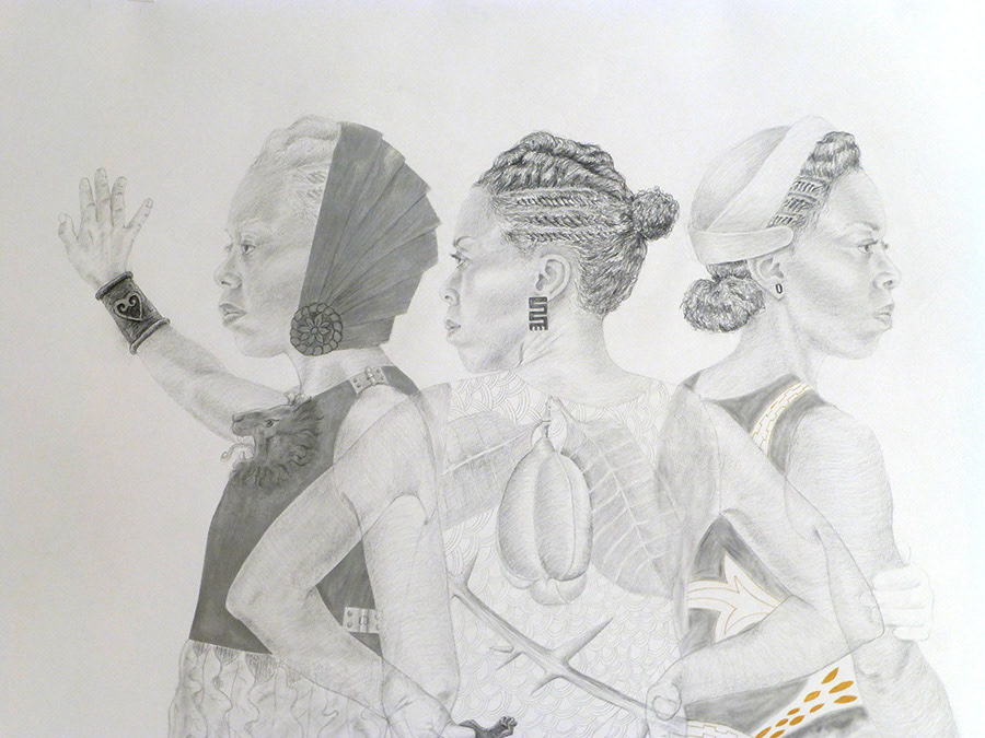 Windrush art, emancipatory art, life sized drawing, black british artist