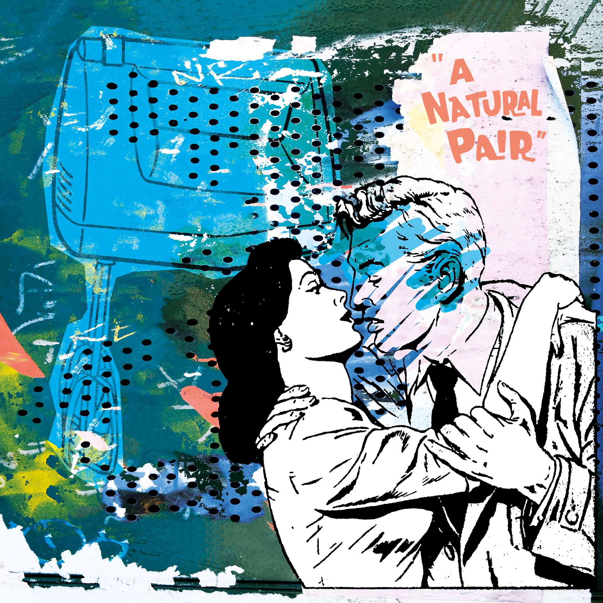 "A Natural Pair"  Birko ink, enamel, collage